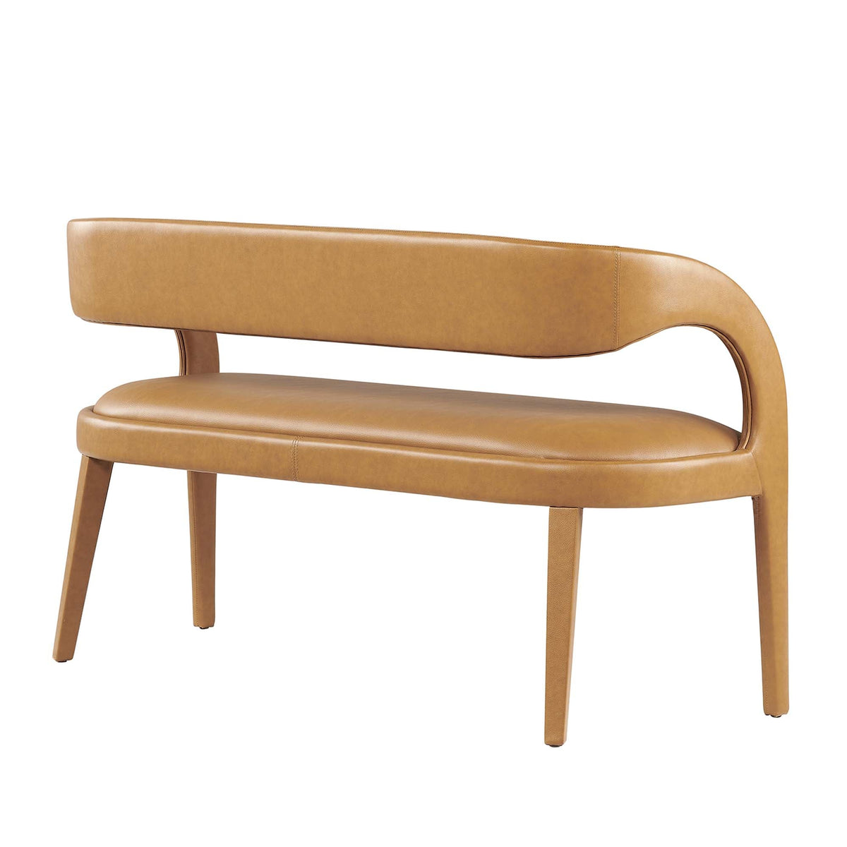 Pinnacle Tan Vegan Leather Accent Bench - Ornate Home