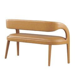 Pinnacle Tan Vegan Leather Accent Bench - Ornate Home