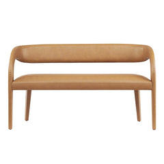 Pinnacle Tan Vegan Leather Accent Bench - Ornate Home