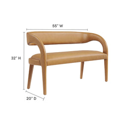 Pinnacle Tan Vegan Leather Accent Bench - Ornate Home