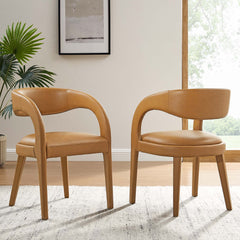 Pinnacle Tan Vegan Leather Dining Chair (Set of 2) - Ornate Home