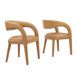 Pinnacle Tan Vegan Leather Dining Chair (Set of 2) - Ornate Home