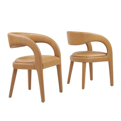 Pinnacle Tan Vegan Leather Dining Chair (Set of 2) - Ornate Home