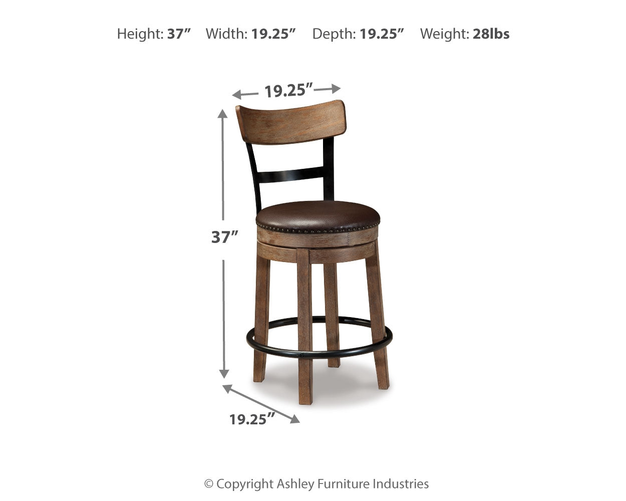 Pinnadel Grayish Brown Counter Height Bar Stool (Set of 2) (Online Special Price) - Ornate Home