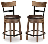 Pinnadel Grayish Brown Counter Height Bar Stool (Set of 2) (Online Special Price) - Ornate Home