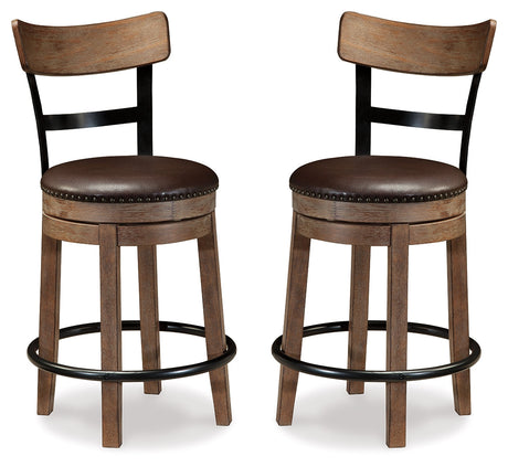 Pinnadel Grayish Brown Counter Height Bar Stool (Set of 2) - Ornate Home
