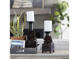 Pinola Brown/Black Candle Holders - Ornate Home
