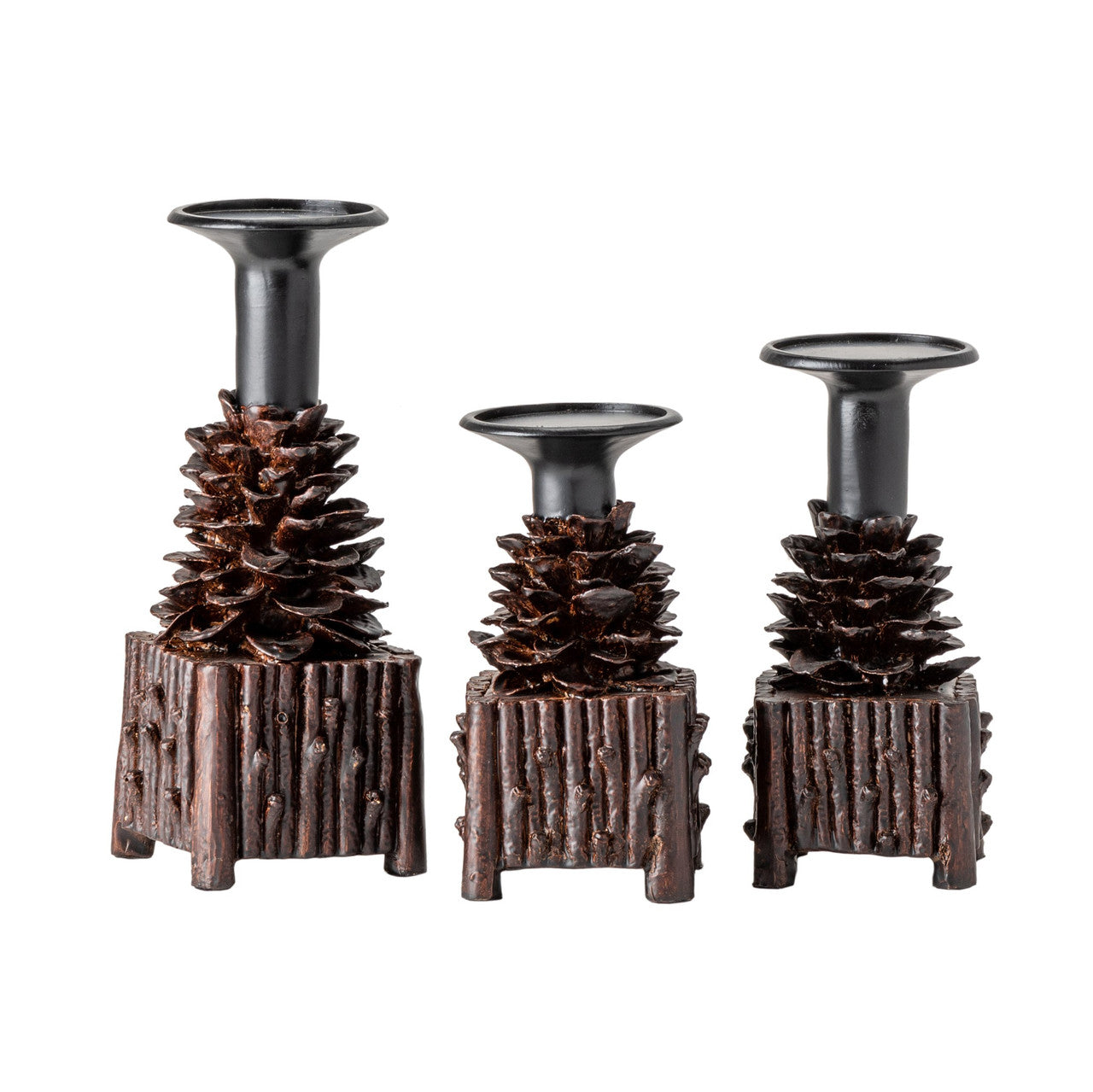 Pinola Brown/Black Candle Holders - Ornate Home