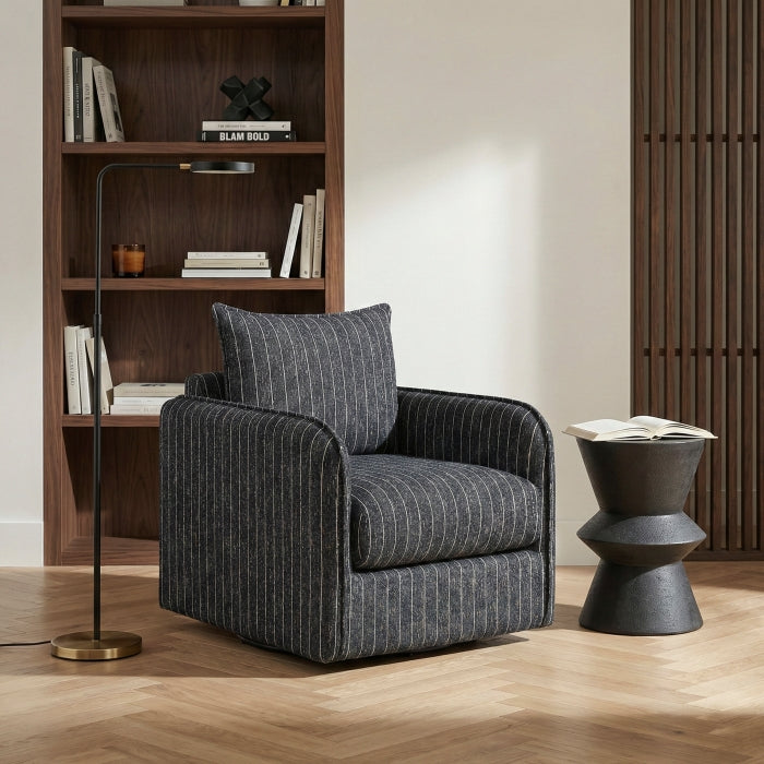 Pinstripe Green Swivel Chair - Ornate Home