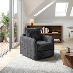 Pinstripe Green Swivel Chair - Ornate Home