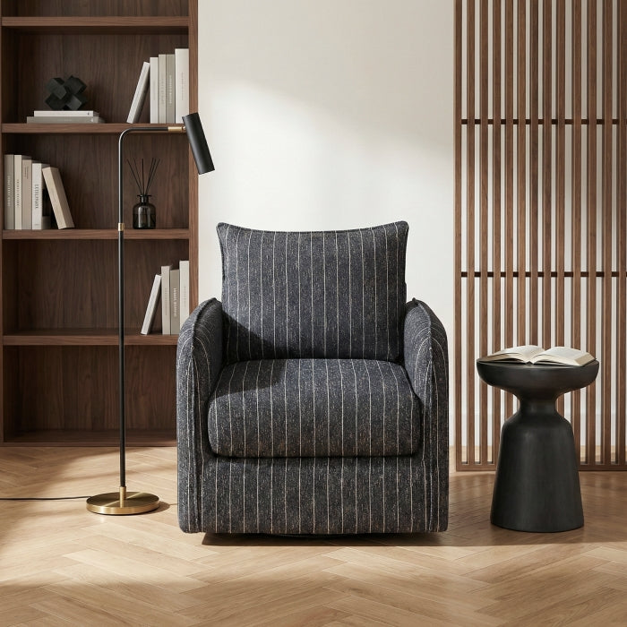 Pinstripe Green Swivel Chair - Ornate Home