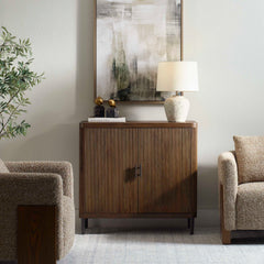 Pinstripe Woodtone Tambour 2 Door Cabinet - Ornate Home