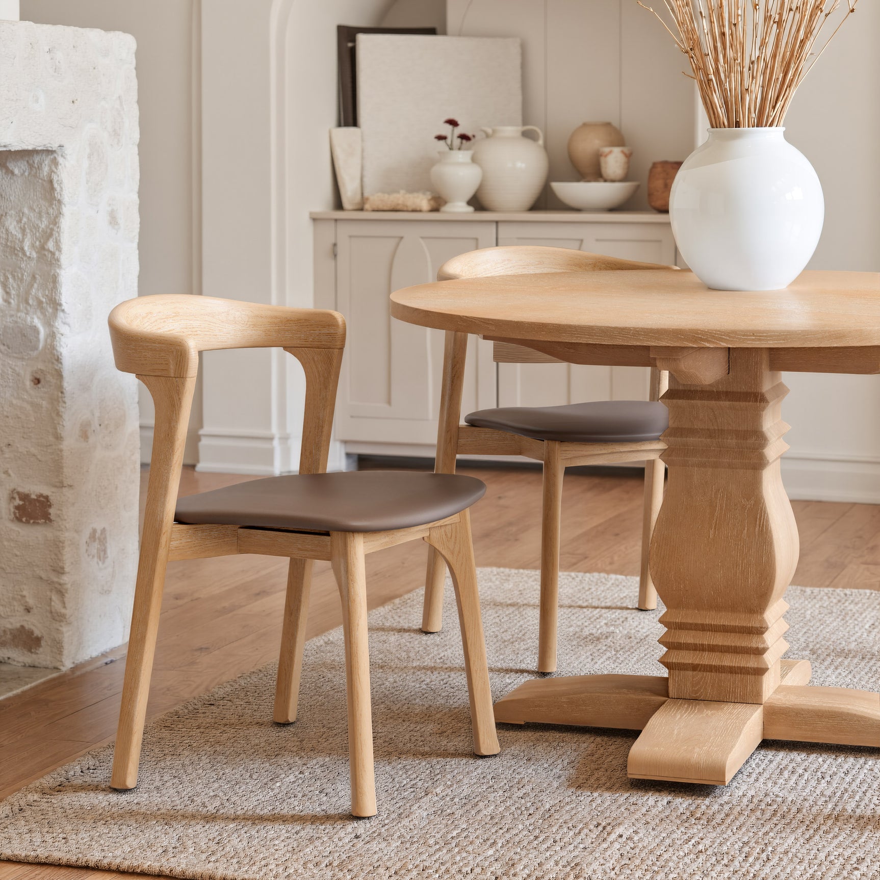 Pioro Brown & Natural Dining Chair (Set of 2) - Ornate Home