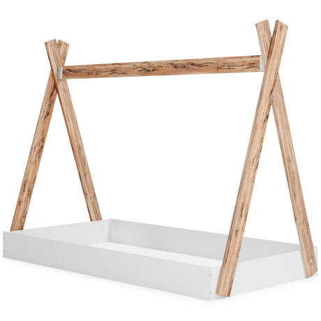 Piperton Two-tone Brown/White Tent Complete Twin Bed in Box - Ornate Home