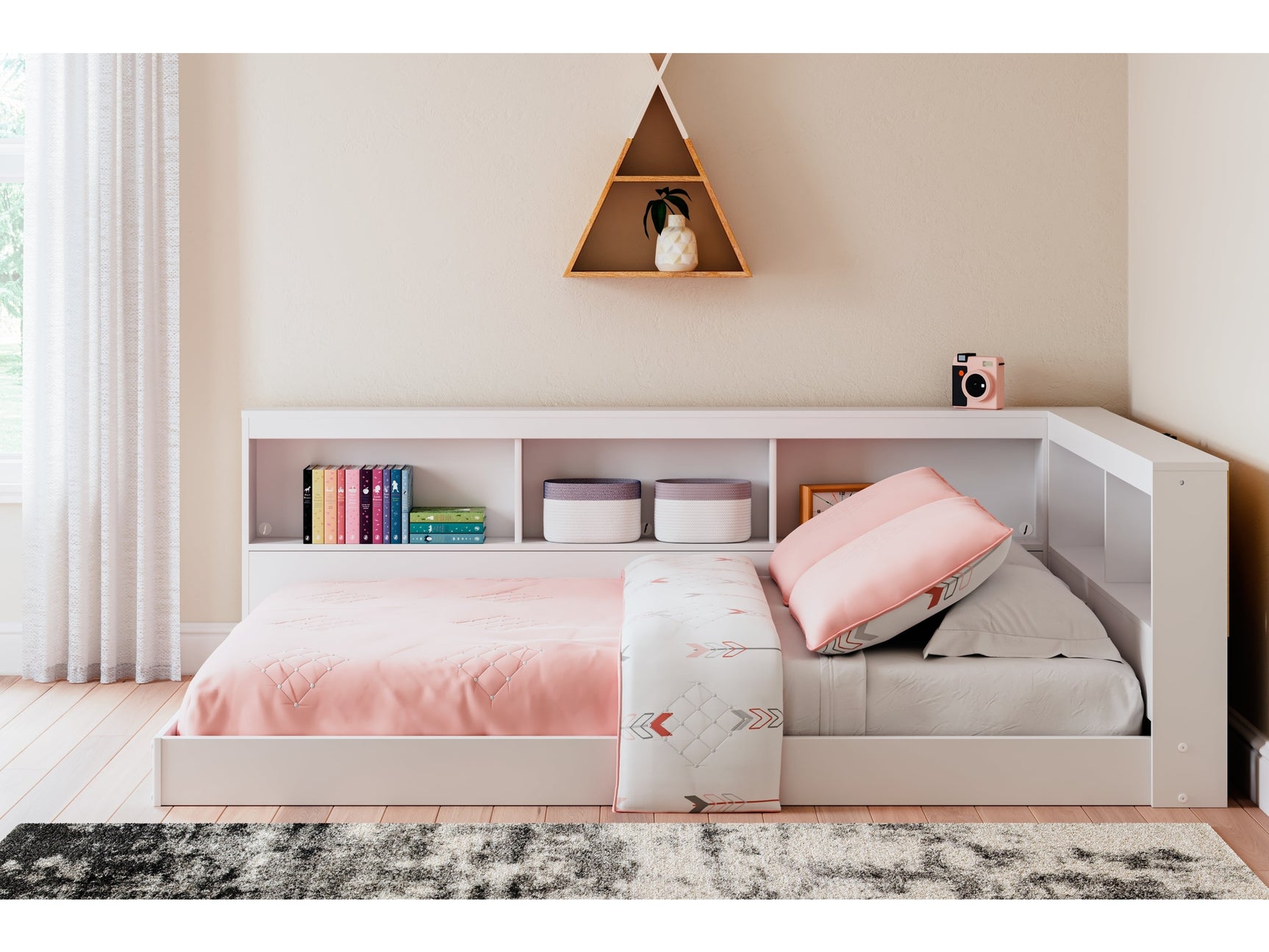 Piperton White Full Bookcase Storage Youth Bed - Ornate Home