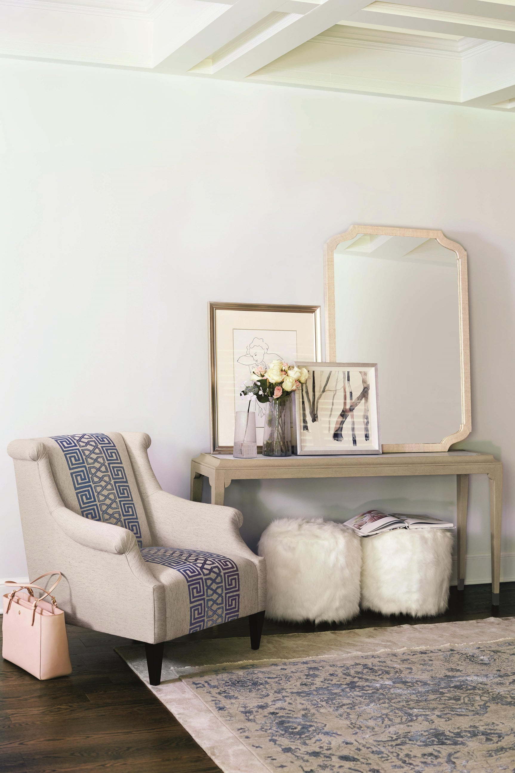 Pisa White/Cream Fabric Ottoman - Ornate Home