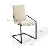 Pitch Black/Beige Upholstered Fabric Dining Armchair - Ornate Home