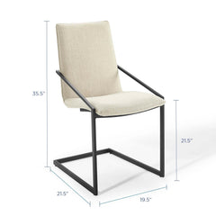 Pitch Black/Beige Upholstered Fabric Dining Armchair - Ornate Home