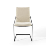 Pitch Black/Beige Upholstered Fabric Dining Armchair - Ornate Home