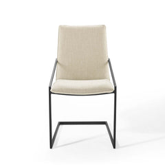 Pitch Black/Beige Upholstered Fabric Dining Armchair - Ornate Home