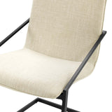Pitch Black/Beige Upholstered Fabric Dining Armchair - Ornate Home