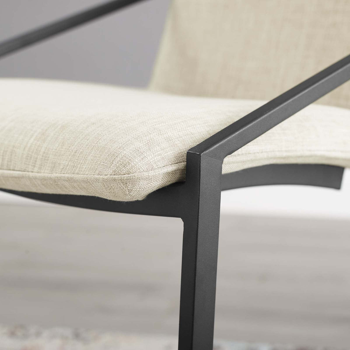 Pitch Black/Beige Upholstered Fabric Dining Armchair - Ornate Home