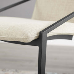 Pitch Black/Beige Upholstered Fabric Dining Armchair - Ornate Home