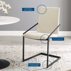 Pitch Black/Beige Upholstered Fabric Dining Armchair - Ornate Home