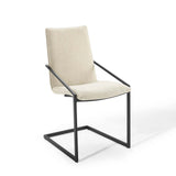 Pitch Black/Beige Upholstered Fabric Dining Armchair (Set of 2) - Ornate Home