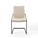 Pitch Black/Beige Upholstered Fabric Dining Armchair (Set of 2) - Ornate Home