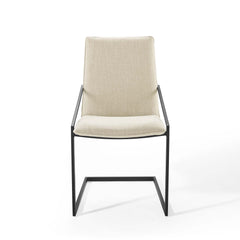 Pitch Black/Beige Upholstered Fabric Dining Armchair (Set of 2) - Ornate Home