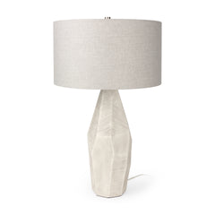 Piven White with Antiqued Wash Textured Ceramic Table Lamp - Ornate Home
