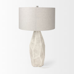 Piven White with Antiqued Wash Textured Ceramic Table Lamp - Ornate Home