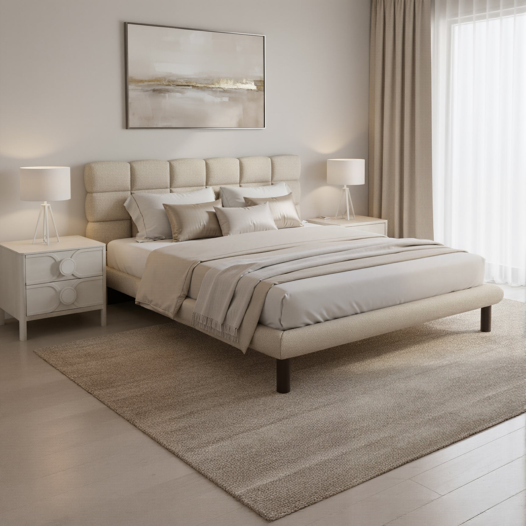 Placid Beige King Bed - Ornate Home