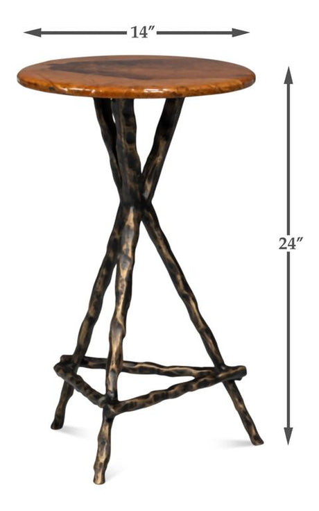 Planter's Brown/Brass Side Table - Ornate Home