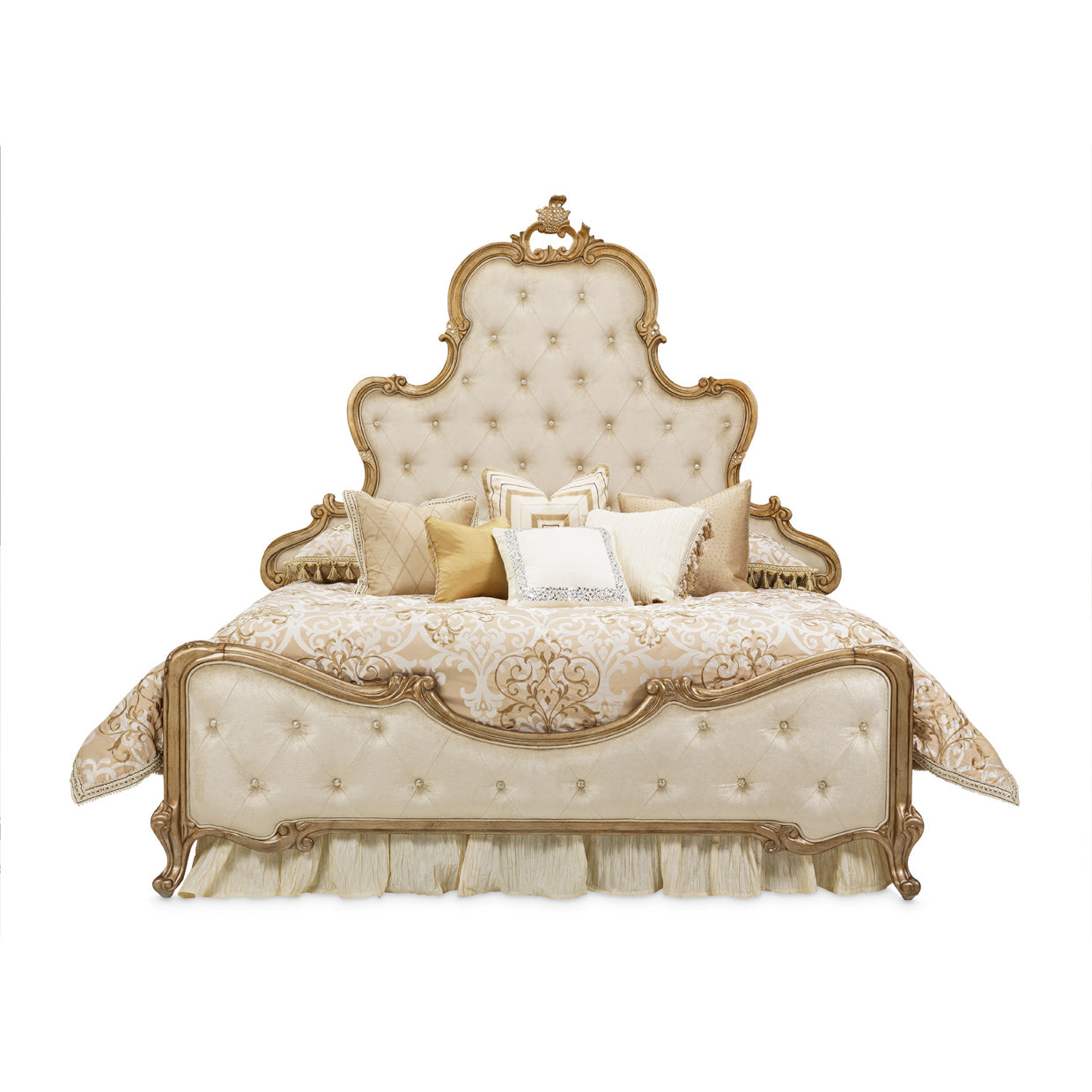 Platine de Royale Antique Platinum/Champagne Panel Bed - Ornate Home