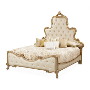 Platine de Royale Antique Platinum/Champagne Panel Bed - Ornate Home