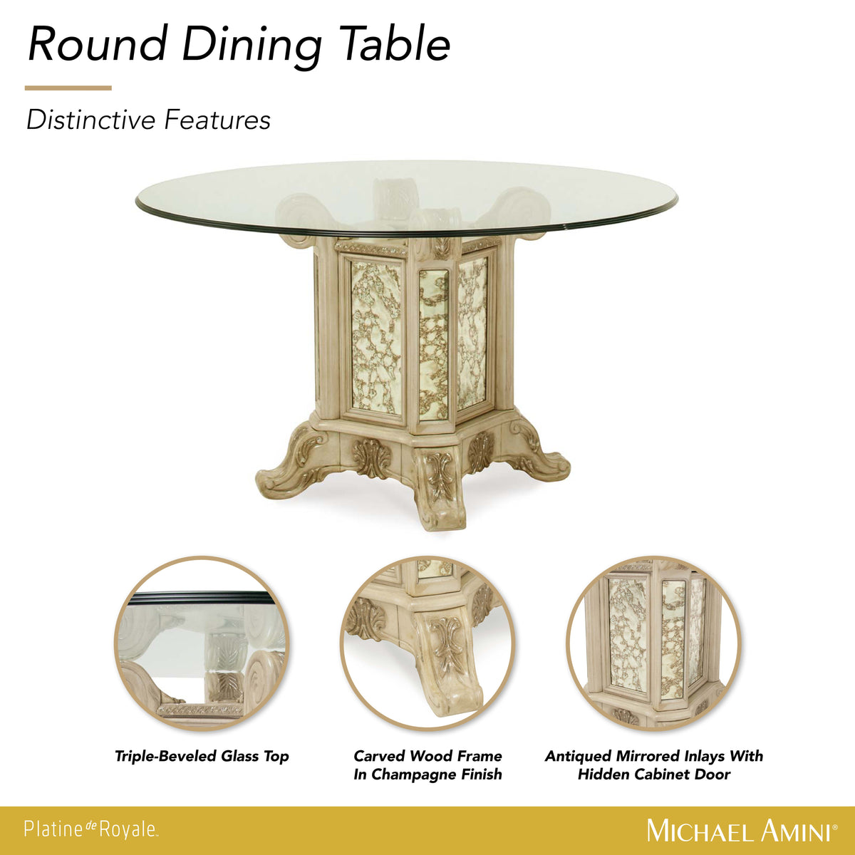 Platine de Royale Champagne Round Dining Table