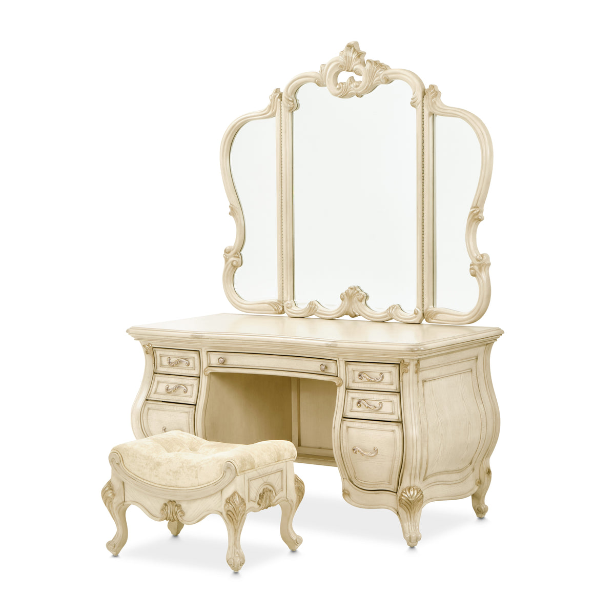 Platine de Royale Champagne Vanity Set with Mirror and Bench
