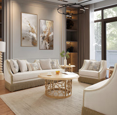 Platinum Manor Beige/Gold Trim Sofa / HD-S6127 - Ornate Home