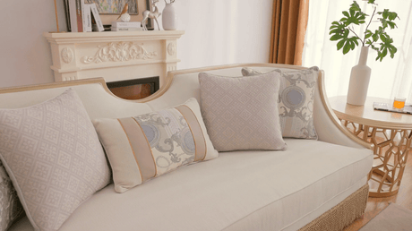 Platinum Manor Beige/Gold Trim Sofa / HD-S6127 - Ornate Home