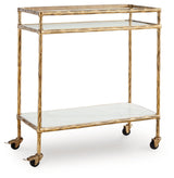 Plattfield Antique Gold Finish Bar Cart (Online Special Price) - Ornate Home