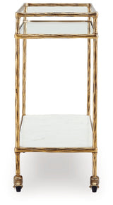 Plattfield Antique Gold Finish Bar Cart (Online Special Price) - Ornate Home