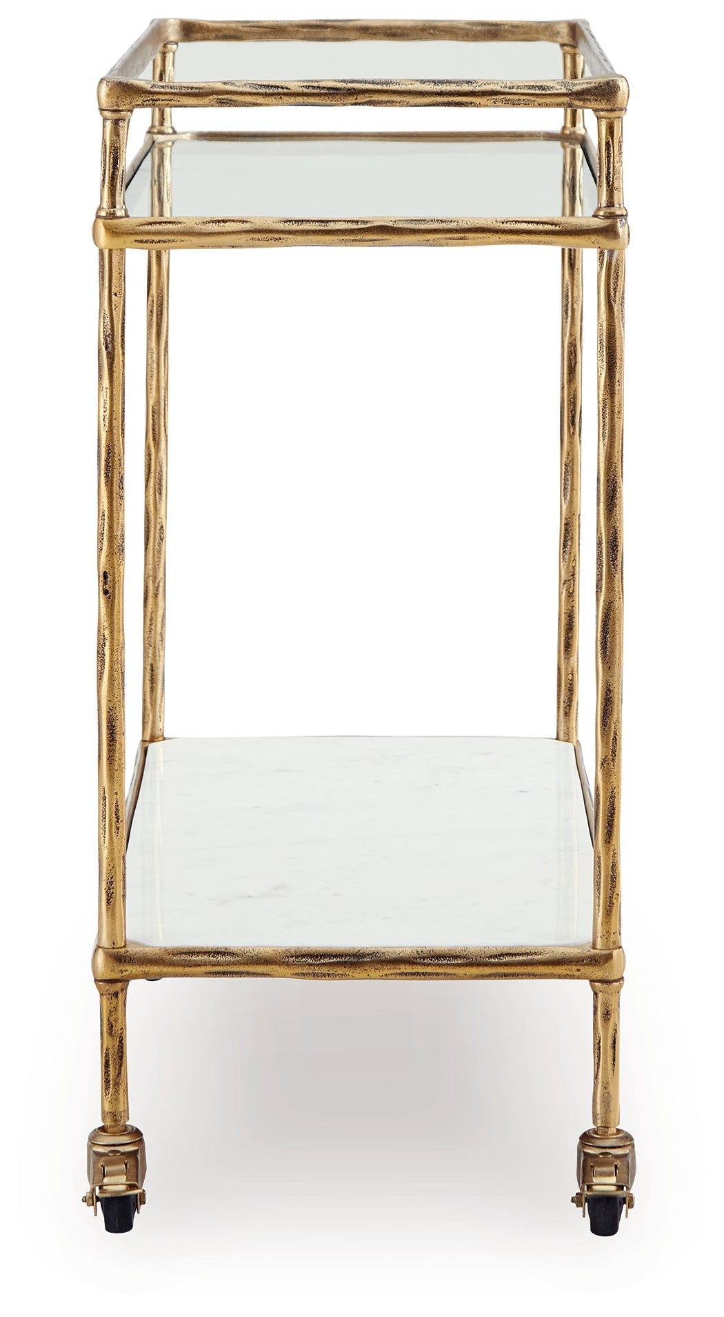 Plattfield Antique Gold Finish Bar Cart (Online Special Price) - Ornate Home