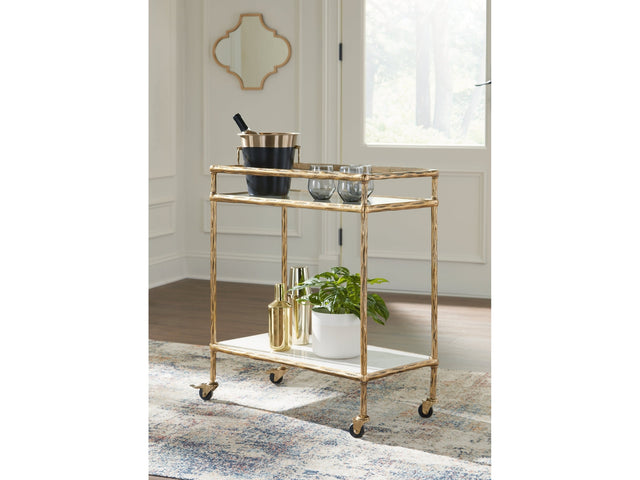 Plattfield Antique Gold Finish Bar Cart - Ornate Home