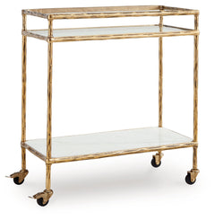 Plattfield Antique Gold Finish Bar Cart - Ornate Home