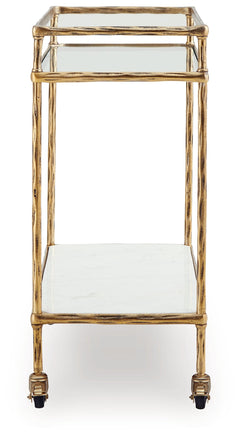 Plattfield Antique Gold Finish Bar Cart - Ornate Home
