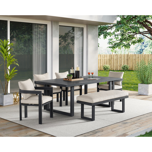 Playa Dark Grey 6-Piece Standard Height Outdoor Dining Set - Ornate Home