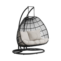 Playa Dark Grey/Olefin Beige Outdoor Double Swing Egg Chair - Ornate Home