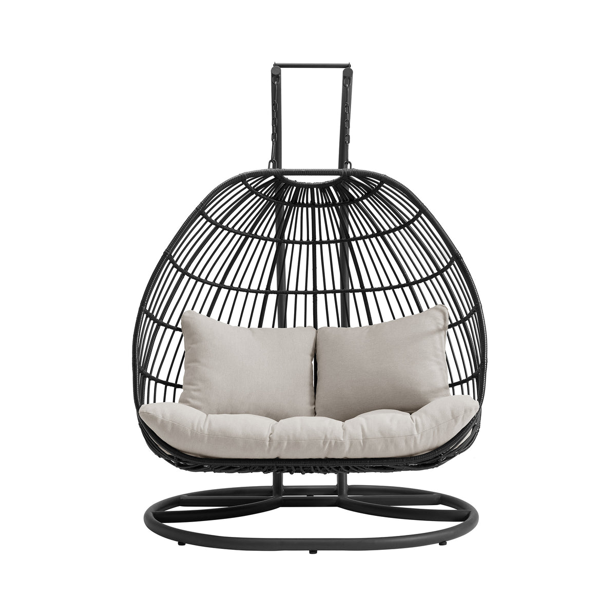 Playa Dark Grey/Olefin Beige Outdoor Double Swing Egg Chair - Ornate Home